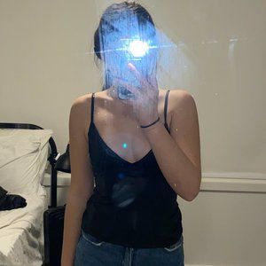 SHINY BLACK KOOKAI CROP TOP